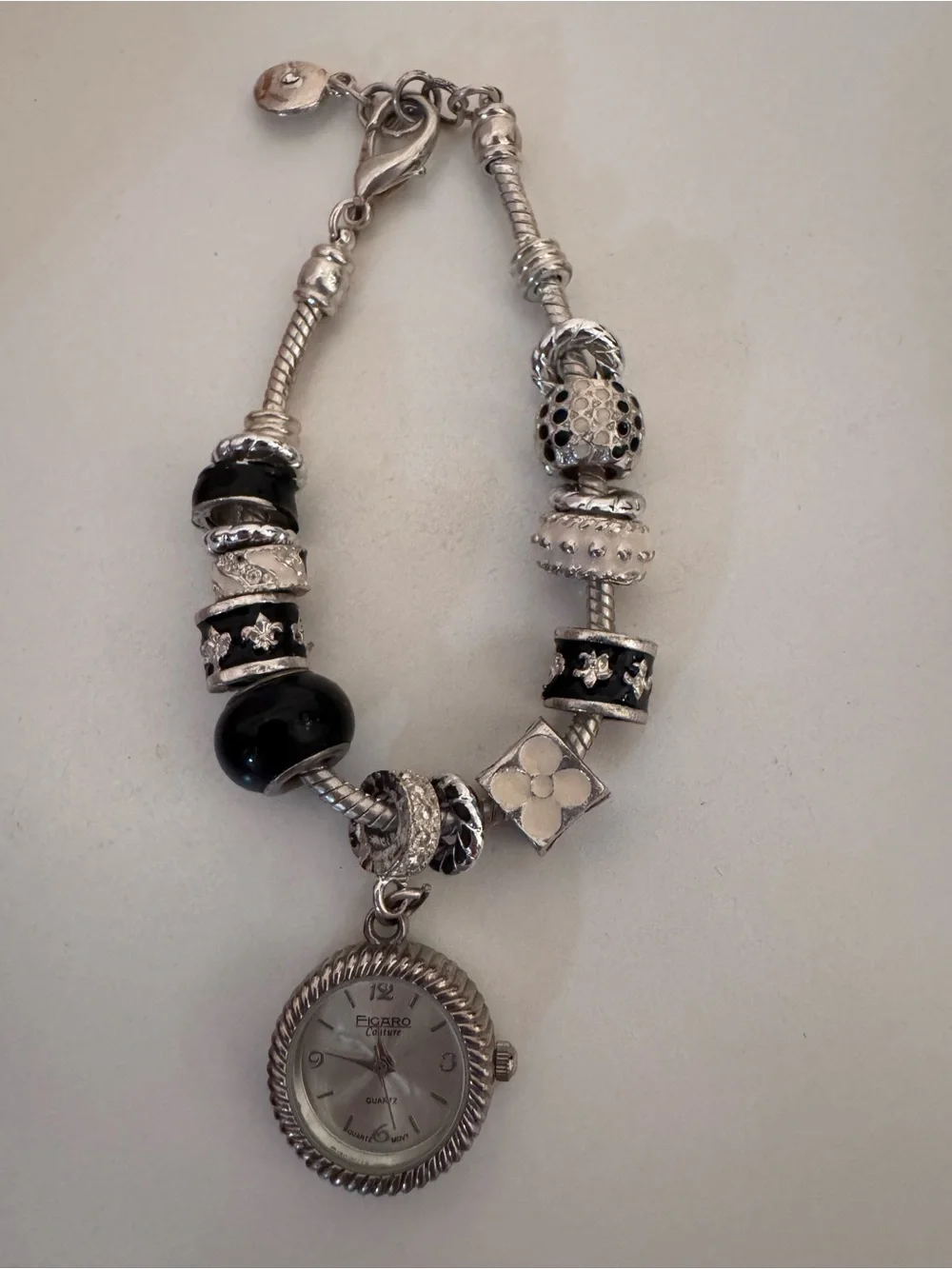 😍Silver and Black Charm Bracelet😍 WATCH - Women Accessories